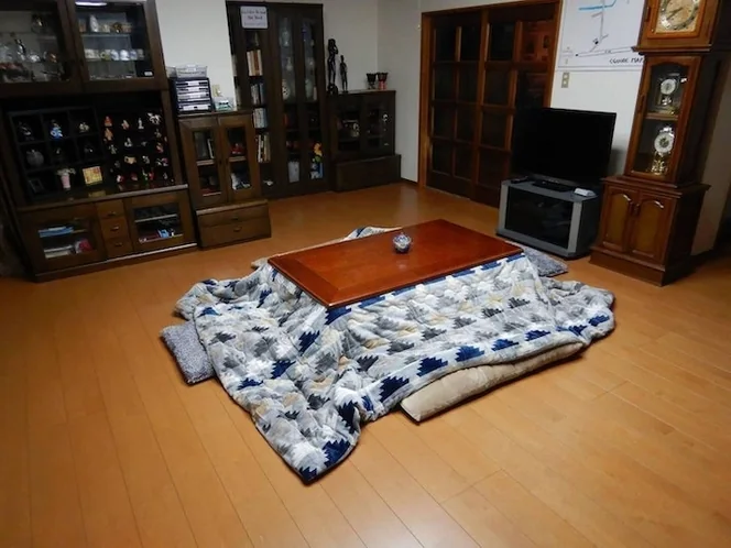 プライベートヴィラ岐阜高山｜こたつのある居間
